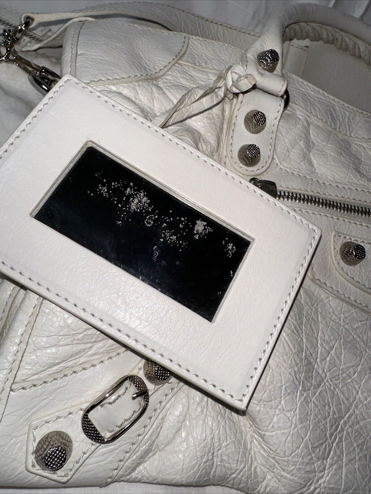 Rare Balenciaga White Motorcycle Le City Bag Original Classic Y2k Leather 35cm