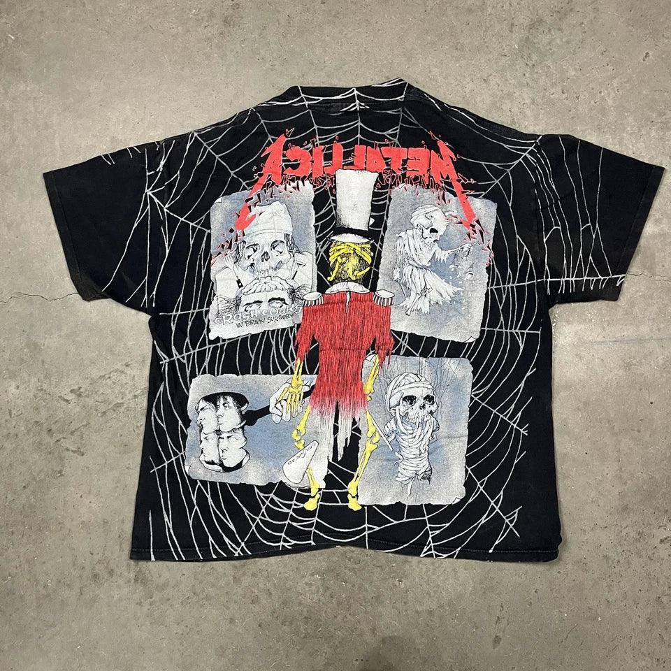 Vintage 90s Metallica All Over Print AOP Concert T Shirt Black XL