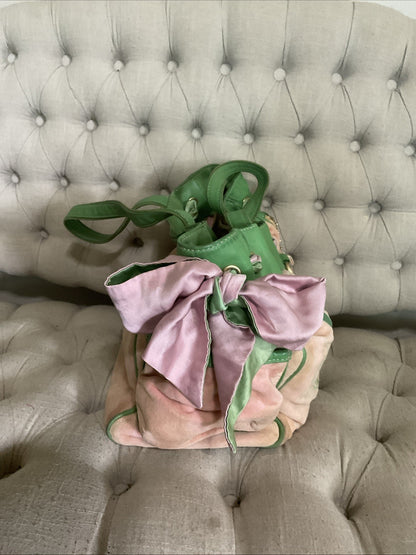 Rare Vintage Juicy Couture Daydreamer Pink and Green Velour bag Y2K