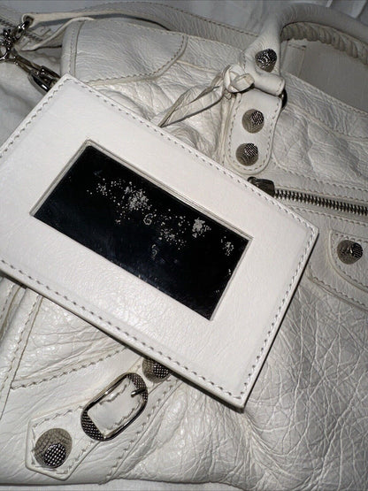Rare Balenciaga White Motorcycle Le City Bag Original Classic Y2k Leather 35cm