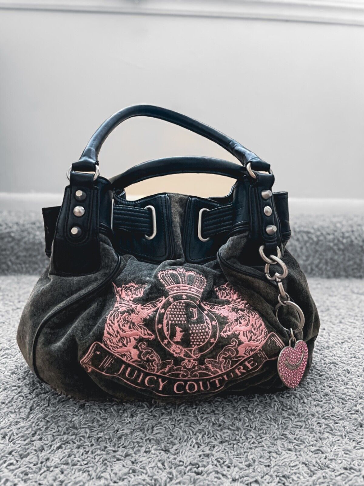 Vintage Juicy Couture Purse/Bag/Day Dreamer/Y2K/Charms/Gray/Pink