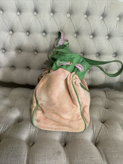 Rare Vintage Juicy Couture Daydreamer Pink and Green Velour bag Y2K