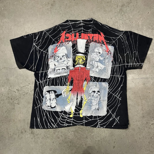 Vintage 90s Metallica All Over Print AOP Concert T Shirt Black XL